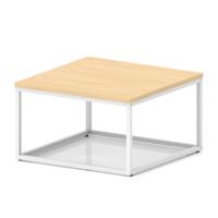 Impulse 800mm Square Coffee Table With Metal Frame Maple Top White Leg