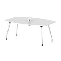 High Gloss Volta 1800mm Writable Boardroom Table With Pop-up Power Module White Top