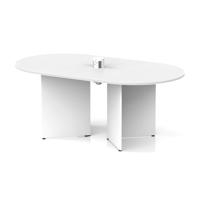 Impulse Volta 1800mm Boardroom Table With White Pop-up Power Module White Top Arrowhead Leg