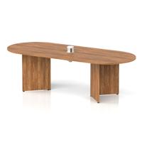 Impulse Volta 2400mm Boardroom Table With White Pop-up Power Module Walnut Top Arrowhead Leg