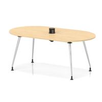 Impulse Volta 1800mm Boardroom Table With Pop-up Power Module With Silver Leg Frame Maple Top