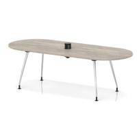 Impulse Volta 2400mm Boardroom Table With Pop-up Power Module With Silver Leg Frame Grey Oak Top