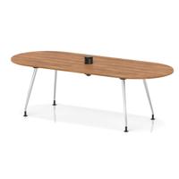 Impulse Volta 2400mm Boardroom Table With Pop-up Power Module With Silver Leg Frame Walnut Top