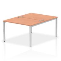Impulse Back-to-Back 2 Person Bench Desk W1200 x D1600 x H730mm With Cable Ports Beech Finish Silver Frame - IB00100