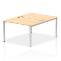 Impulse Back-to-Back 2 Person Bench Desk W1200 x D1600 x H730mm With Cable Ports Maple Finish Silver Frame - IB00102