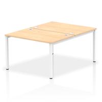 Impulse Back-to-Back 2 Person Bench Desk W1200 x D1600 x H730mm With Cable Ports Maple Finish White Frame - IB00108