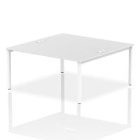 Impulse Back-to-Back 2 Person Bench Desk W1600 x D1600 x H730mm With Cable Ports White Finish White Frame - IB00135