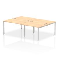 Impulse Back-to-Back 4 Person Bench Desk W1200 x D1600 x H730mm With Cable Ports Maple Finish Silver Frame - IB00138