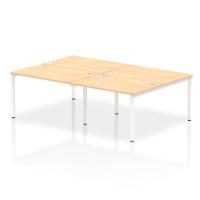 Impulse Back-to-Back 4 Person Bench Desk W1200 x D1600 x H730mm With Cable Ports Maple Finish White Frame - IB00144