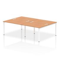 Impulse Back-to-Back 4 Person Bench Desk W1200 x D1600 x H730mm With Cable Ports Oak Finish White Frame - IB00145