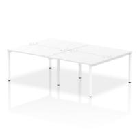 Impulse Back-to-Back 4 Person Bench Desk W1200 x D1600 x H730mm With Cable Ports White Finish White Frame - IB00147