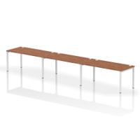 Impulse Single Row 3 Person Bench Desk W1600 x D800 x H730mm Walnut Finish White Frame - IB00350