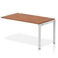 Impulse Single Row Bench Desk Extension Kit W1400 x D800 x H730mm Walnut Finish Silver Frame - IB00368