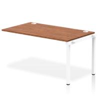 Impulse Single Row Bench Desk Extension Kit W1400 x D800 x H730mm Walnut Finish White Frame - IB00374