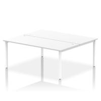 Dynamic Impulse W1800 x D1600 x H750mm Back to Back 2 Person Bench Desk With Cable Management Ports Goal Post Leg White Finish White Frame - IB00399