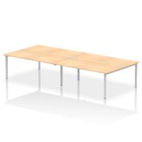 Dynamic Impulse W3600 x D1600 x H750mm Back to Back 4 Person Bench Desk With Cable Management Ports Goal Post Leg Maple Finish Silver Frame - IB00402