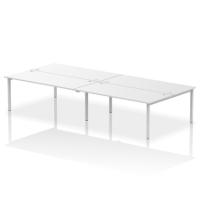 Dynamic Impulse W3600 x D1600 x H750mm Back to Back 4 Person Bench Desk With Cable Management Ports Goal Post Leg White Finish Silver Frame - IB00405