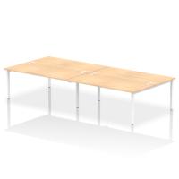Dynamic Impulse W3600 x D1600 x H750mm Back to Back 4 Person Bench Desk With Cable Management Ports Goal Post Leg Maple Finish White Frame - IB00408