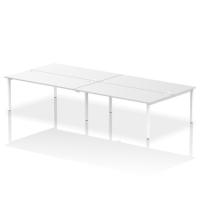 Dynamic Impulse W3600 x D1600 x H750mm Back to Back 4 Person Bench Desk With Cable Management Ports Goal Post Leg White Finish White Frame - IB00411