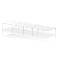 Dynamic Impulse W5400 x D1600 x H750mm Back to Back 6 Person Bench Desk With Cable Management Ports Goal Post Leg White Finish White Frame - IB00423