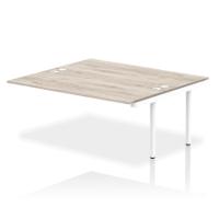 Dynamic Impulse W1800 x D1600 x H750mm Back to Back Bench Desk 2 Person Extension Kit Grey Oak Finish White Frame - IB00431