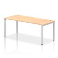Dynamic Impulse W1800 x D800 x H750mm Single Row Bench Desk With Cable Management Ports Goal Post Leg Maple Finish Silver Frame - IB00438