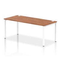 Dynamic Impulse W1800 x D800 x H750mm Single Row Bench Desk With Cable Management Ports Goal Post Leg Walnut Finish White Frame - IB00446