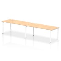 Dynamic Impulse W3600 x D800 x H750mm Bench Single Row 2 Person Bench Desk Cable Management Ports Goal Post Leg Maple Finish White Frame - IB00456