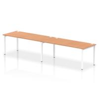 Dynamic Impulse W3600 x D800 x H750mm Bench Single Row 2 Person Bench Desk Cable Management Ports Goal Post Leg Oak Finish White Frame - IB00457