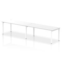 Dynamic Impulse W3600 x D800 x H750mm Bench Single Row 2 Person Bench Desk Cable Management Ports Goal Post Leg White Finish White Frame - IB00459