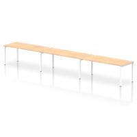 Dynamic Impulse W5400 x D800 x H750mm Single Row 3 Person Bench Desk Cable Management Ports Goal Post Leg Maple Finish White Frame - IB00468