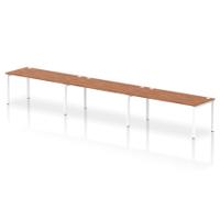 Dynamic Impulse W5400 x D800 x H750mm Single Row 3 Person Bench Desk Cable Management Ports Goal Post Leg Walnut Finish White Frame - IB00470