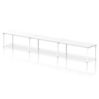 Dynamic Impulse W5400 x D800 x H750mm Single Row 3 Person Bench Desk Cable Management Ports Goal Post Leg White Finish White Frame - IB00471