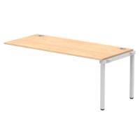 Dynamic Impulse W1800 x D800 x H750 Single Row Bench Desk Extension Kit With Cable Management Ports Goal Post Leg Maple Finish Silver Frame - IB00474