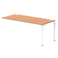 Dynamic Impulse W1800 x D800 x H750 Single Row Bench Desk Extension Kit With Cable Management Ports Goal Post Leg Oak Finish White Frame - IB00481