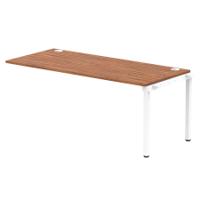 Dynamic Impulse W1800 x D800 x H750 Single Row Bench Desk Extension Kit With Cable Management Ports Goal Post Leg Walnut Finish White Frame - IB00482
