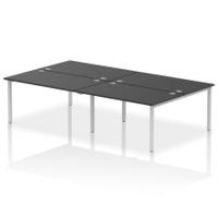 Impulse Bench B2B 4 Person 1400 Silver Frame Office Bench Desk Black