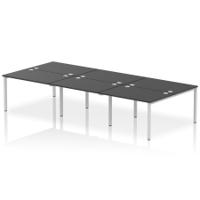 Impulse Bench B2B 6 Person 1200 Silver Frame Office Bench Desk Black