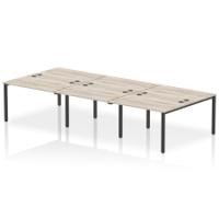 Impulse Bench B2B 6 Person 1200 Black Frame Office Bench Desk Grey Oak