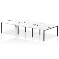 Impulse Bench B2B 6 Person 1200 Black Frame Office Bench Desk White