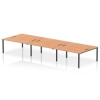 Impulse Bench B2B 6 Person 1600 Black Frame Office Bench Desk Oak