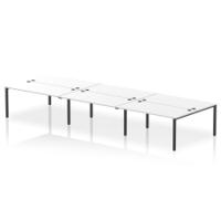 Impulse Bench B2B 6 Person 1600 Black Frame Office Bench Desk White
