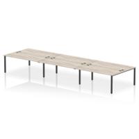 Impulse Bench B2B 6 Person 1800 Black Frame Office Bench Desk Grey Oak