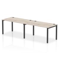Impulse Bench Single Row 2 Person 1400 Black Frame Office Bench Desk Grey Oak