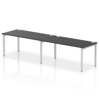 Impulse Bench Single Row 2 Person 1600 Silver Frame Office Bench Desk Black