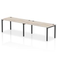 Impulse Bench Single Row 2 Person 1600 Black Frame Office Bench Desk Grey Oak
