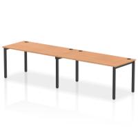 Impulse Bench Single Row 2 Person 1600 Black Frame Office Bench Desk Oak