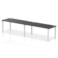 Impulse Bench Single Row 2 Person 1800 Silver Frame Office Bench Desk Black