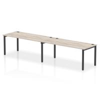 Impulse Bench Single Row 2 Person 1800 Black Frame Office Bench Desk Grey Oak