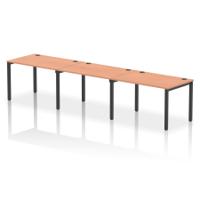 Impulse Bench Single Row 3 Person 1200 Black Frame Office Bench Desk Beech
